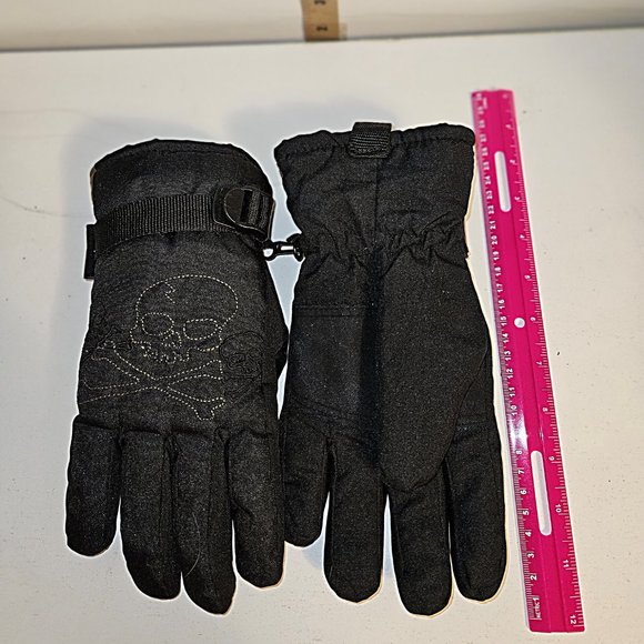 Thinsulate Insulation 40 Gram Men's Gloves ~ Small ~  Black with Skull Detail - Picture 3 of 5